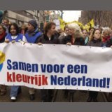 Demonstratie tegen racisme van het Nederlands Sociaal Forum